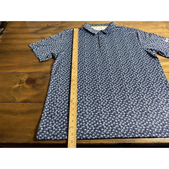 Maelreg Men's Performance Golf Polo Shirt Navy Palm Trees AOP Size Large - Picture 6 of 10